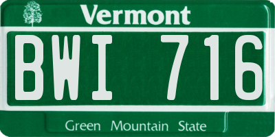 VT license plate BWI716