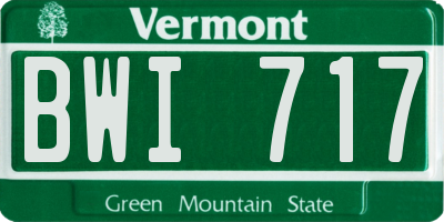 VT license plate BWI717
