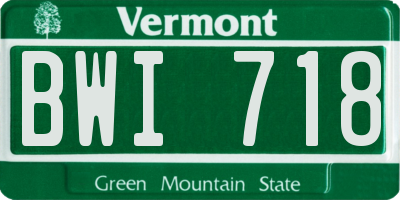 VT license plate BWI718