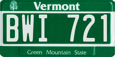 VT license plate BWI721