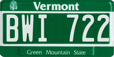 VT license plate BWI722