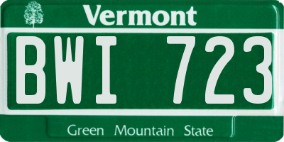 VT license plate BWI723