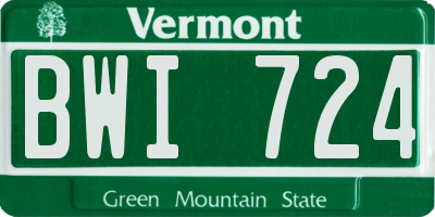 VT license plate BWI724