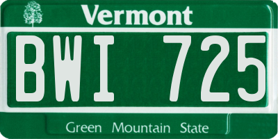 VT license plate BWI725
