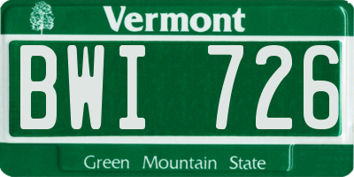 VT license plate BWI726