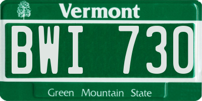 VT license plate BWI730