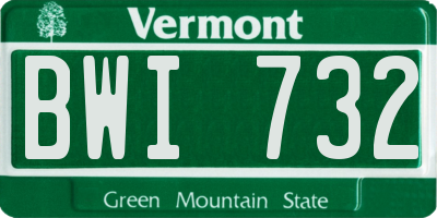 VT license plate BWI732