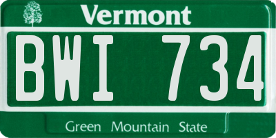 VT license plate BWI734