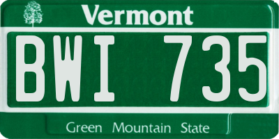 VT license plate BWI735