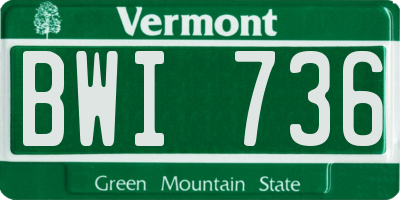 VT license plate BWI736
