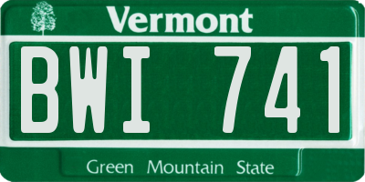 VT license plate BWI741