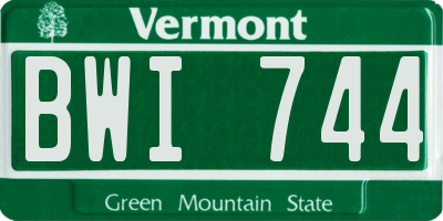 VT license plate BWI744