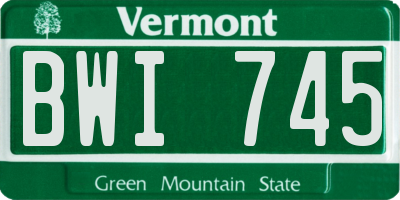 VT license plate BWI745