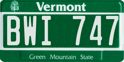 VT license plate BWI747