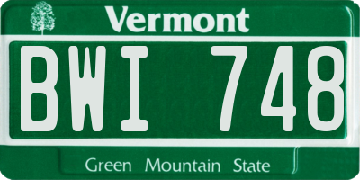 VT license plate BWI748