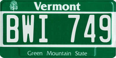 VT license plate BWI749