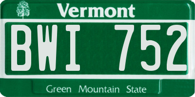 VT license plate BWI752