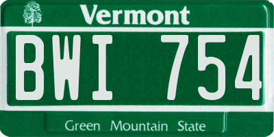VT license plate BWI754