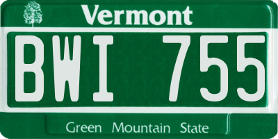 VT license plate BWI755