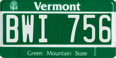 VT license plate BWI756