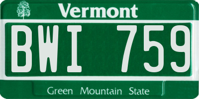 VT license plate BWI759