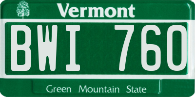VT license plate BWI760