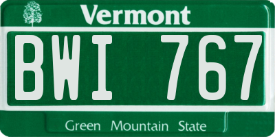 VT license plate BWI767