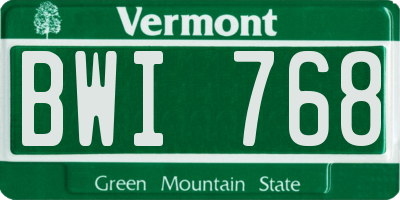 VT license plate BWI768