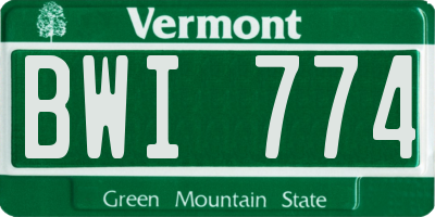 VT license plate BWI774