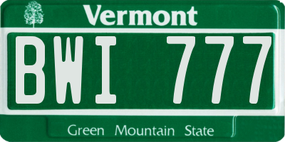VT license plate BWI777