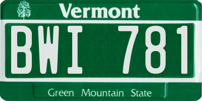 VT license plate BWI781