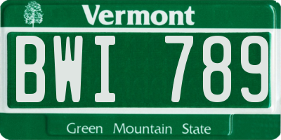 VT license plate BWI789