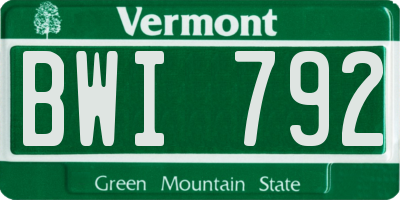 VT license plate BWI792