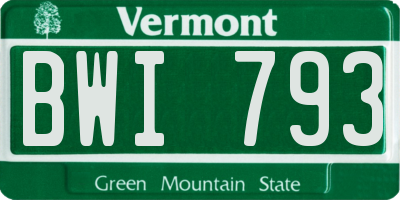 VT license plate BWI793