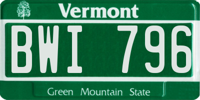 VT license plate BWI796