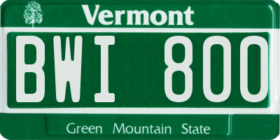 VT license plate BWI800