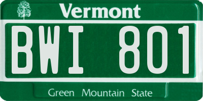 VT license plate BWI801