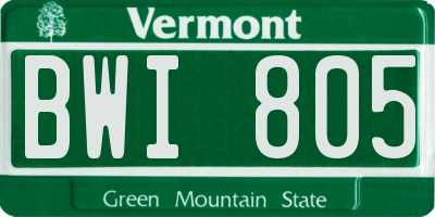 VT license plate BWI805