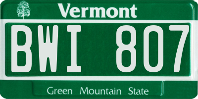 VT license plate BWI807