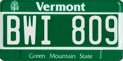 VT license plate BWI809