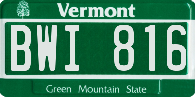 VT license plate BWI816