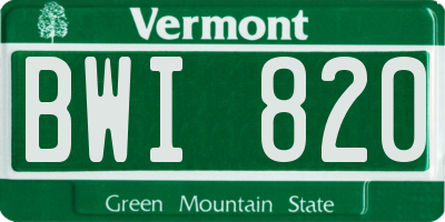 VT license plate BWI820
