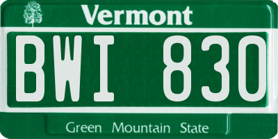VT license plate BWI830