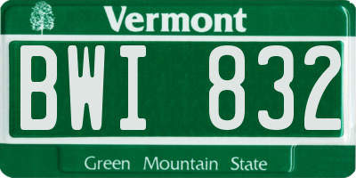 VT license plate BWI832