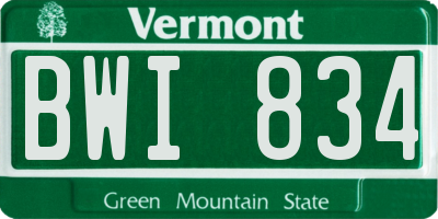 VT license plate BWI834