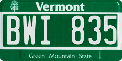 VT license plate BWI835