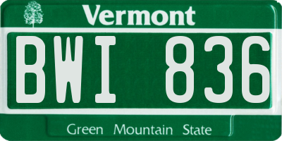 VT license plate BWI836
