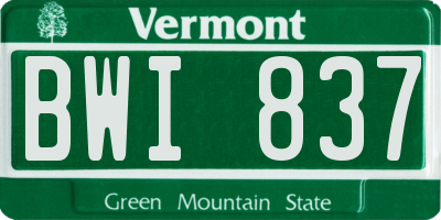 VT license plate BWI837