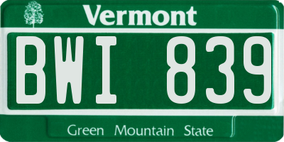 VT license plate BWI839