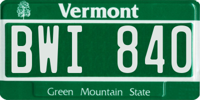 VT license plate BWI840